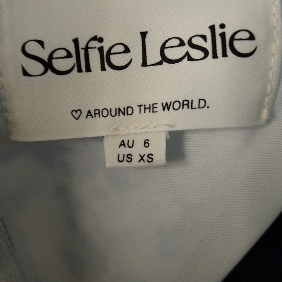 Selfie Leslie Blue Floral Peplum Ruffle Tiered Midi Dress Bow Back XS - Picture 8 of 11